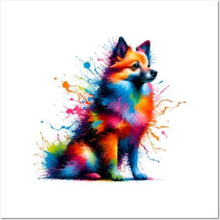 Vibrant Schipperke in Colorful Paint Splash Style Posters and Art